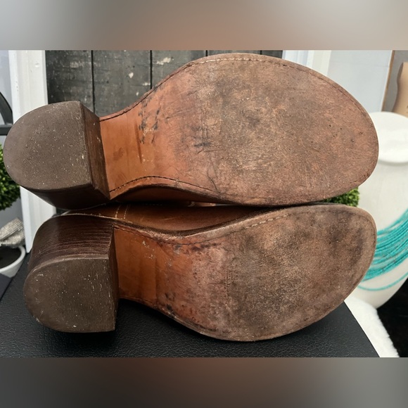 FRYE 77841 4003 D07 Leather Short Brown Carmel Cowboy Boots W 8.5 - Picture 5 of 11